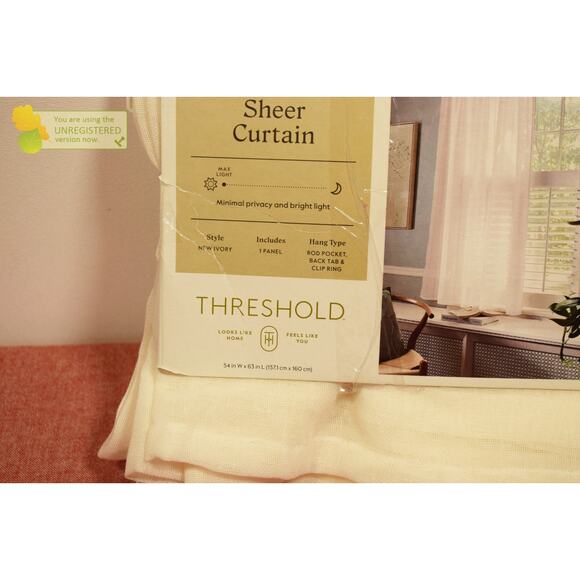 Threshold 54"x63" Light Filtering Textural Sheer Curtain Panel Ivory (Marks)* - Picture 4 of 6